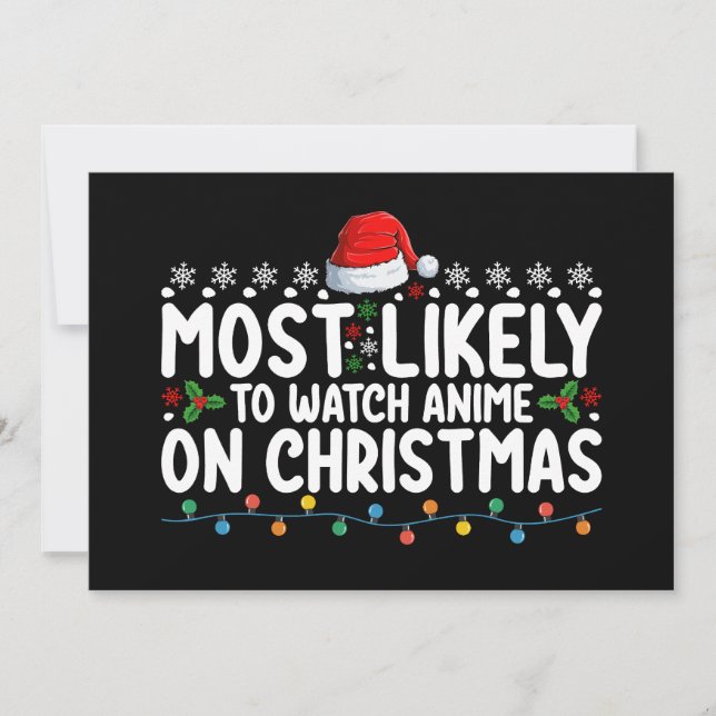 Most Likely To Watch Anime On Christmas Family Invitation (Front)