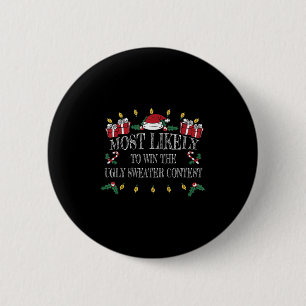Most Likely To Win The Ugly Sweater Contest Christ 6 Cm Round Badge