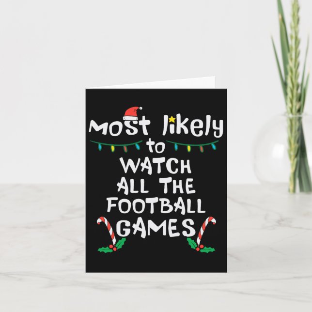 Most Likely Watch Football Christmas Xmas Family M Card (Front)