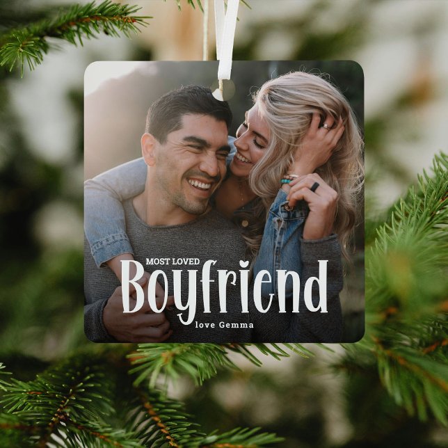 Most Loved BOYFRIEND' Cute Photo Gift  Metal Tree Decoration (Creator Uploaded)