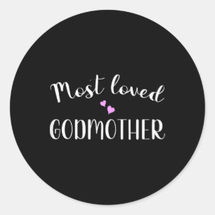 Most Loved Godmother Cute Hearts Classic Round Sticker