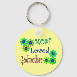 "Most Loved Godmother" Gifts Key Ring
