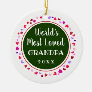 Most Loved Grandpa or Any Name Christmas Gift Ceramic Tree Decoration