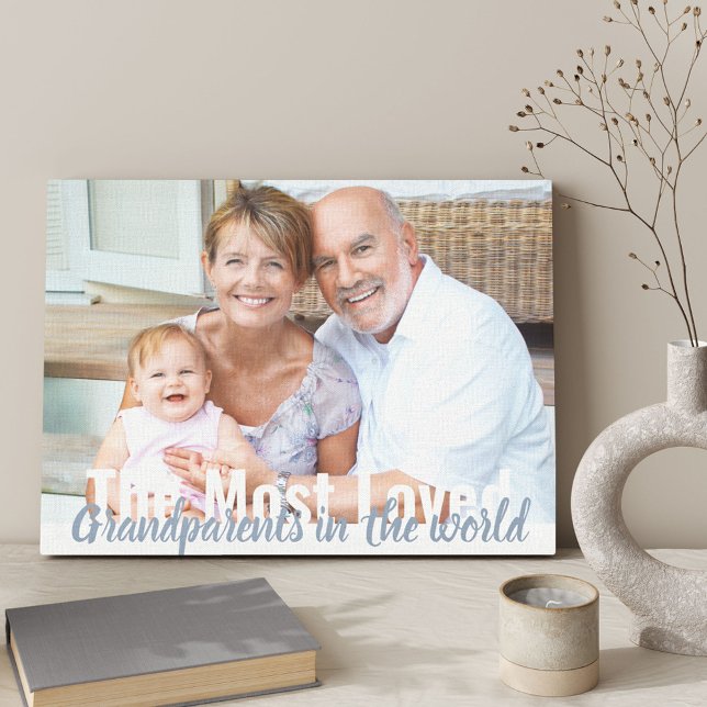 Most Loved Grandparents in the World Photo Wrapped Canvas Print (Creator Uploaded)