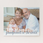 Most Loved Grandparents Personalised Photo Jigsaw Puzzle<br><div class="desc">Create your own photo puzzle with one of your favourite photos. The modern oversized typography is fully editable and currently reads "The Most Loved grandparents in the world". The photo template is ready for you to add your picture,  which is displayed in landscape format.</div>