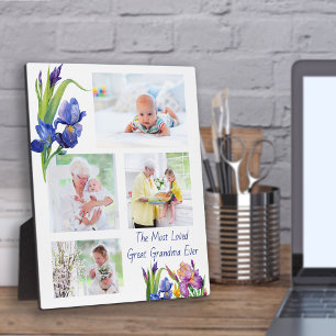 Most Loved Great Grandma 4 Photo Spring Flower Plaque