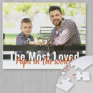 Most Loved Papa in the World Personalised Photo Jigsaw Puzzle