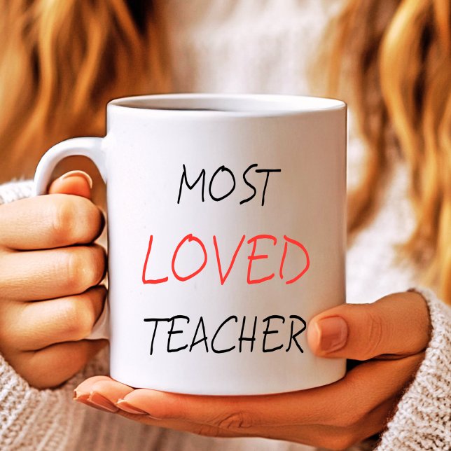 Most Loved Teacher I Heart Valentine's Day Coffee Mug (Teacher Appreciation Mug for Valentines Day)
