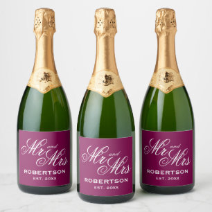 Most luxurious wedding burgundy red sparkling wine label