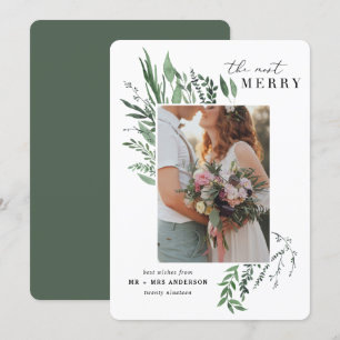 most merry botanical photo newlywed christmas card