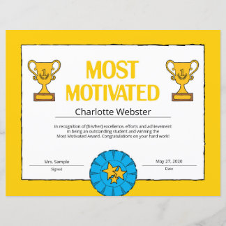 Most Motivated Certificate of Achievement PDF