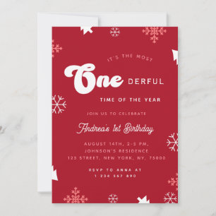 Most Onederful Time Christmas 1st Birthday Party Invitation