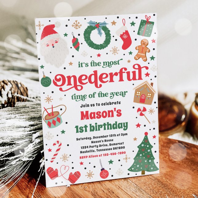 Most Onederful Time Christmas 1st Birthday Party Invitation (Creator Uploaded)