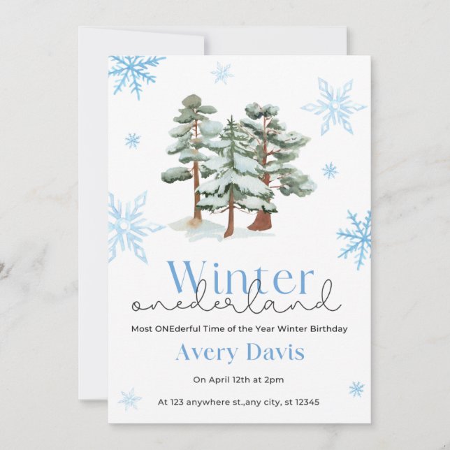  Most ONEderful Time of the Year Winter Birthday Invitation (Front)
