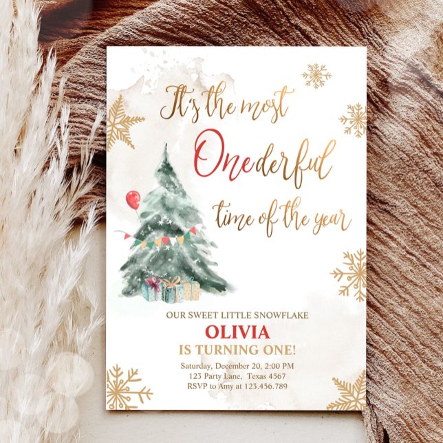 Most Onederful Time Winter Tree First Birthday Invitation (Creator Uploaded)