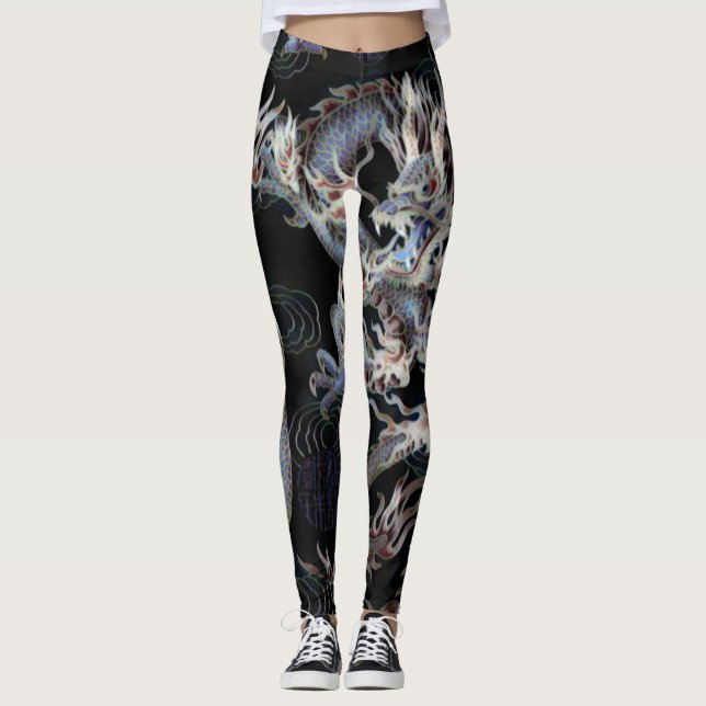 Most Popular Chinese Kung Fu Shadow Dragon Fantasy Leggings (Front)