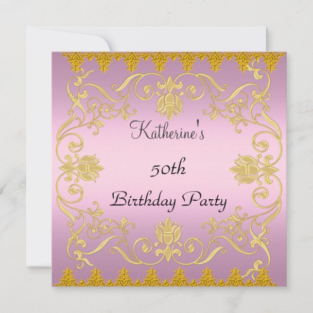 Most Popular Elegant Pink Gold  Invitation (Front)