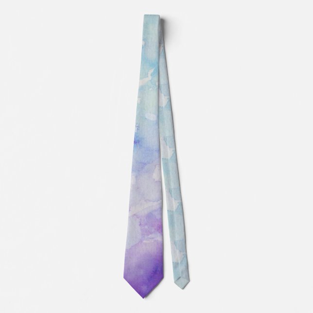 Most Popular Two-Tone Purple & Blue Watercolor Tie (Front)