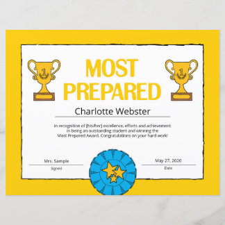 Most Prepared Certificate of Achievement PDF