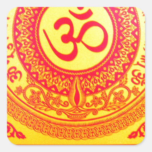 MOST SACRED HINDU GAYATRI MANTRA SQUARE STICKER (Front)