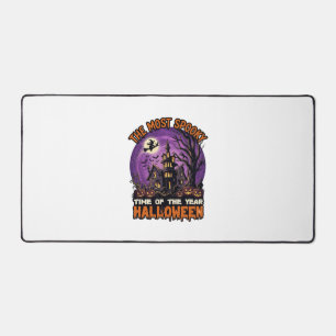 Most Spooky Halloween Haunted House Witch Pumpkins Desk Mat