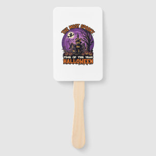 Most Spooky Halloween Haunted House Witch Pumpkins Hand Fan