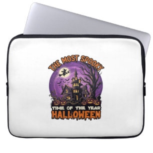 Most Spooky Halloween Haunted House Witch Pumpkins Laptop Sleeve