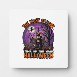 Most Spooky Halloween Haunted House Witch Pumpkins Plaque