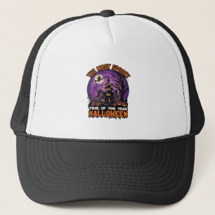 Most Spooky Halloween Haunted House Witch Pumpkins Trucker Hat