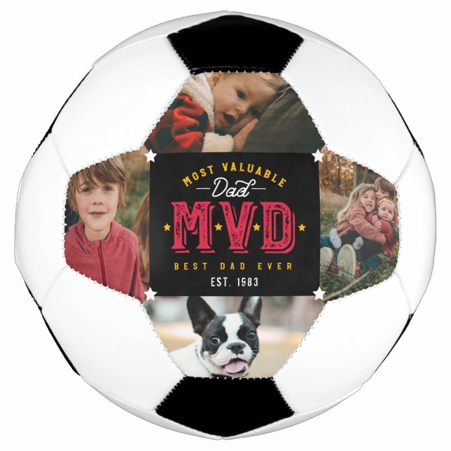 Most Valuable Dad MVD Fun Father's Day 4 Photo Football (Front)