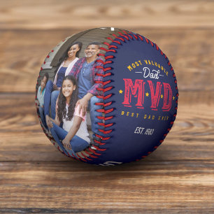 Most Valuable Dad   MVP Custom Two Photo Monogram Baseball