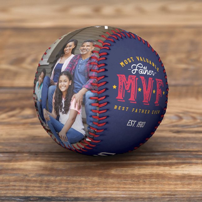 Most Valuable Father MVF Custom Two Photo Monogram Baseball (Creator Uploaded)