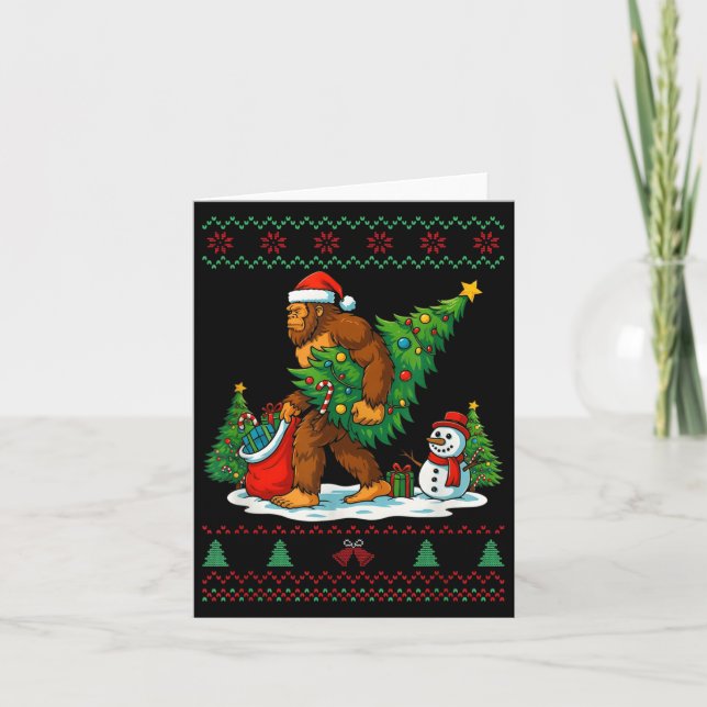 Most Wonderful Christmas Bigfoot Christmas Tree Li Card (Front)