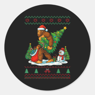 Most Wonderful Christmas Bigfoot Christmas Tree Li Classic Round Sticker