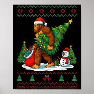 Most Wonderful Christmas Bigfoot Christmas Tree Li Poster