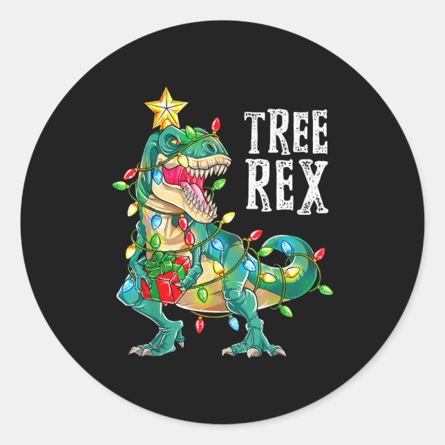 Most Wonderful Christmas Co Dinosaur Christmas Tre Classic Round Sticker (Front)