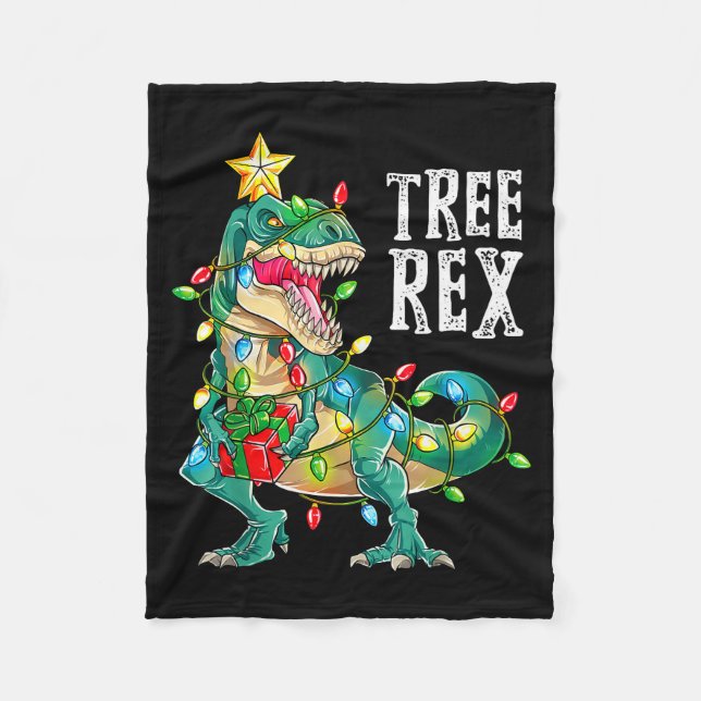 Most Wonderful Christmas Co Dinosaur Christmas Tre Fleece Blanket (Front)