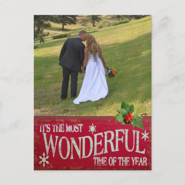 Most Wonderful Newlywed Holiday Template Postcard (Front)