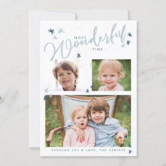 Most Wonderful Time 3 Photo Christmas Card