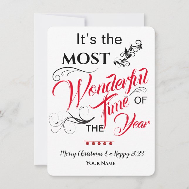Most Wonderful Time Christmas Greeting Card (Front)