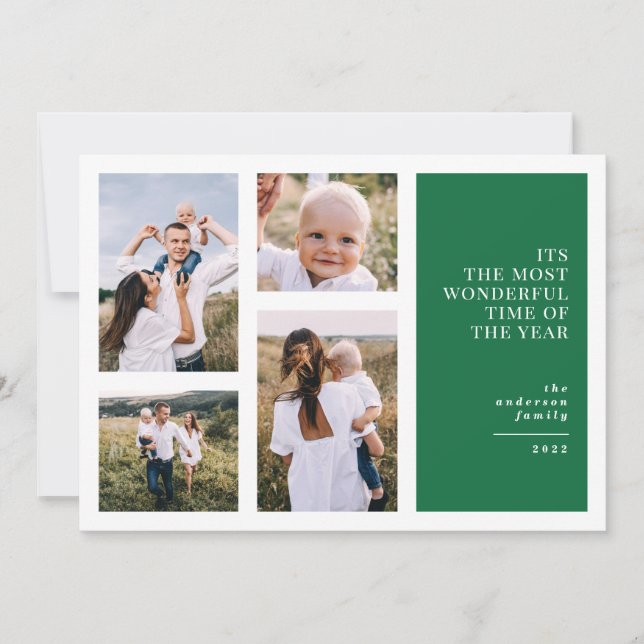 Most wonderful time christmas multi photo  announc announcement (Front)