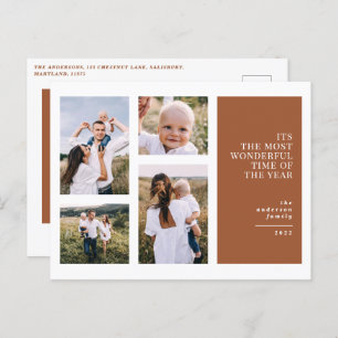 Most wonderful time christmas multi photo  announc holiday postcard