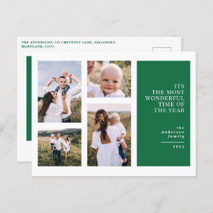 Most wonderful time christmas multi photo  announc holiday postcard