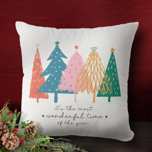 Most Wonderful Time Christmas Tree Holiday Cushion