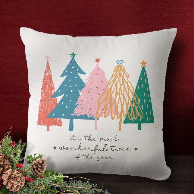 Most Wonderful Time Christmas Tree Holiday Cushion (Creator Uploaded)