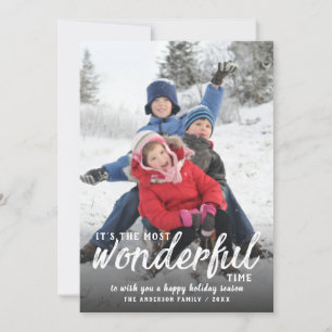 Most Wonderful Time Cute Handwritten Script Photo Holiday Card