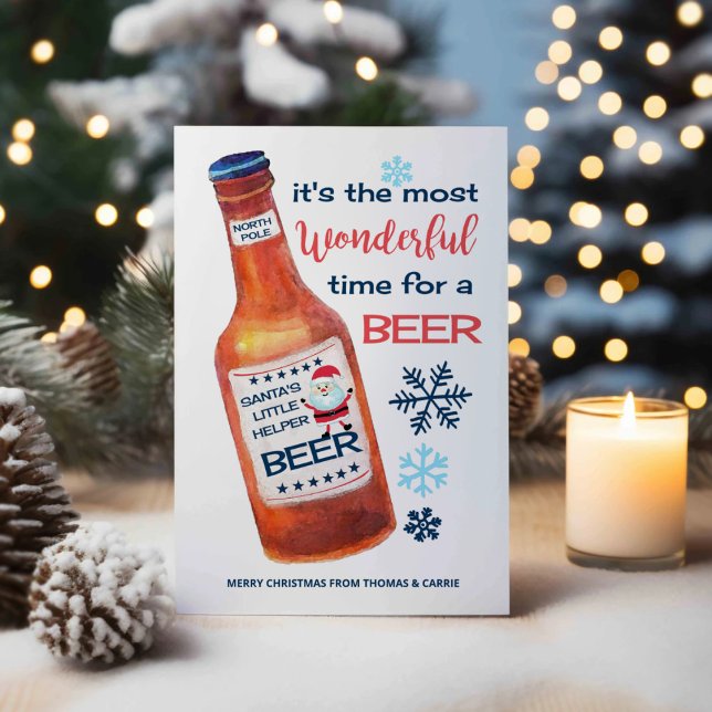 Most Wonderful Time For a Beer Funny Christmas Holiday Card (Creator Uploaded)