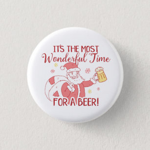 Most Wonderful Time for a Beer Santa 3 Cm Round Badge