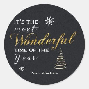 MOST WONDERFUL TIME Gold Foil Card Holiday Sticker