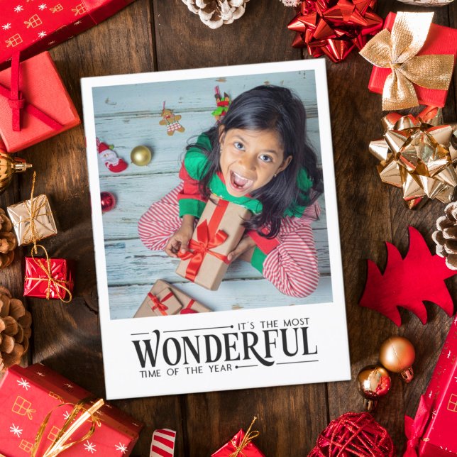 Most wonderful time kid photo fun Christmas Holiday Postcard (Creator Uploaded)